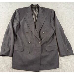 Feraud Louis Feraud Blazer Men's 42R Gray Wool Double Breasted Coat Tweed Peak